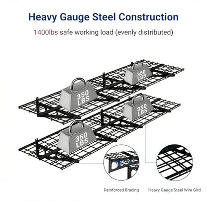2 Pack 2x6ft Garage Shelving with Hooks (2 Count)
