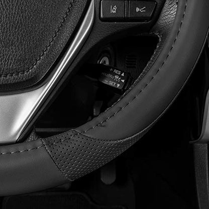 Perforated Microfiber Leather Steering Wheel Cover for Cars Trucks SUVs Vans
