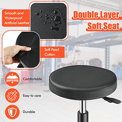 Rolling Mechanic Stool with Removable Tool Tray & Padded Cushion