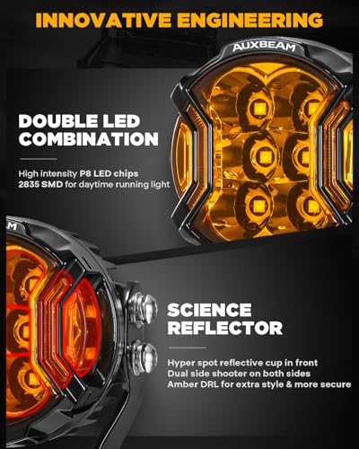 V Ultra Series 3 Inch Amber Fog Light Pods Round Offroad Lights