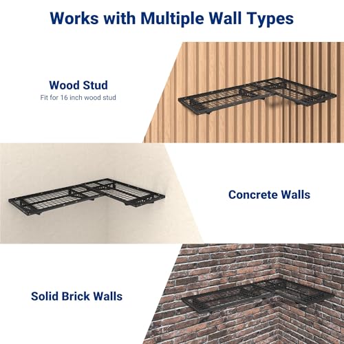 2 Pack 2x4ft Corner Wall Shelving Garage Storage Rack (2 Count)