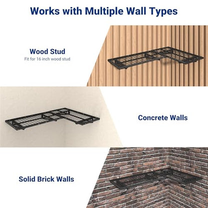 2 Pack 2x4ft Corner Wall Shelving Garage Storage Rack (2 Count)