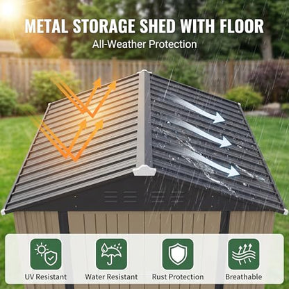 6x4 FT Outdoor Storage Shed with Floor Frame