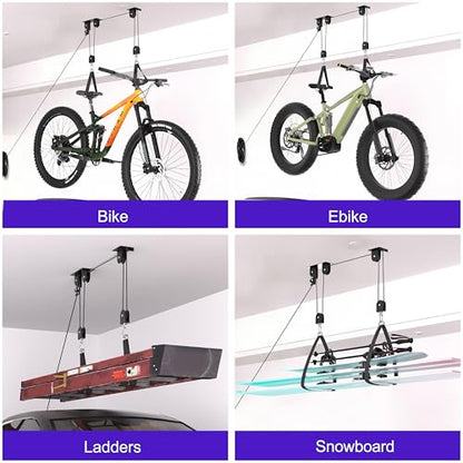 Bike Hoist Heavy Duty Ebike Pulley System for Garage Ceiling