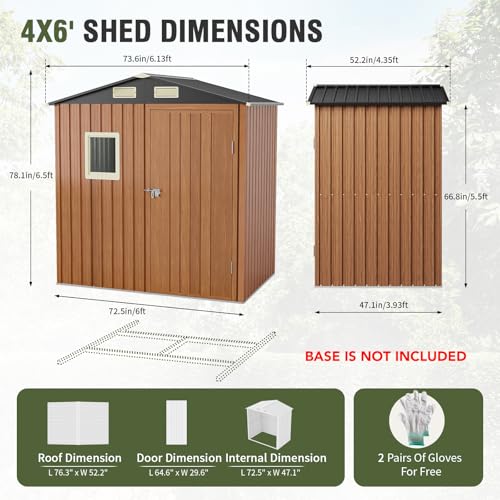 Outdoor Storage Shed 6x4 Ft
