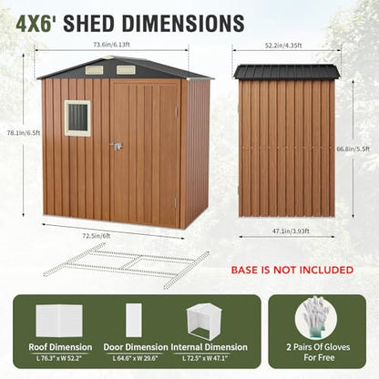 Outdoor Storage Shed 6x4 Ft