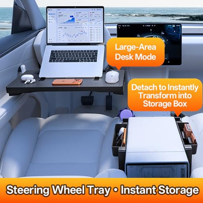 Car Steering Wheel Tray Table & Seat Gap Filler Organizer 2