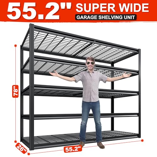 5 Tier 26" D Storage Shelves for Garage Basement Warehouse