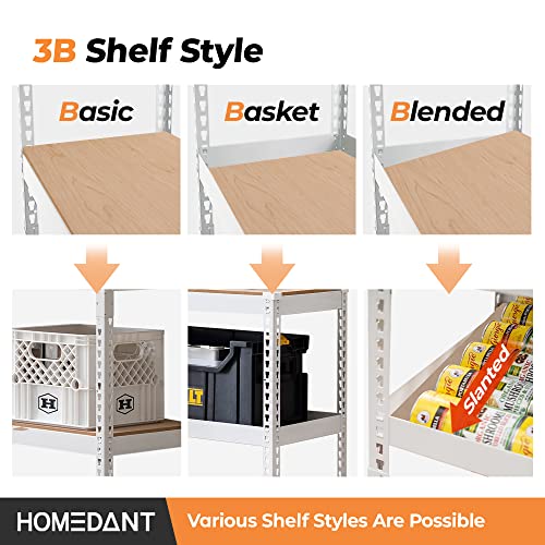 35.9" W 5 Tier Heavy Duty Garage Shelving Adjustable Metal Rack Storage Shelves Standing Shelf Unit Organizers Pantry Closet White 2Pack