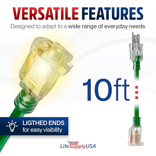 10ft Outdoor Indoor Extension Cord 14