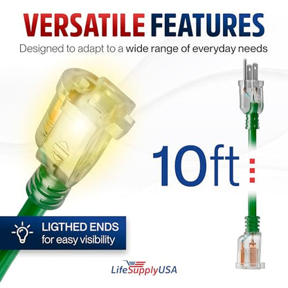 10ft Outdoor Indoor Extension Cord 14