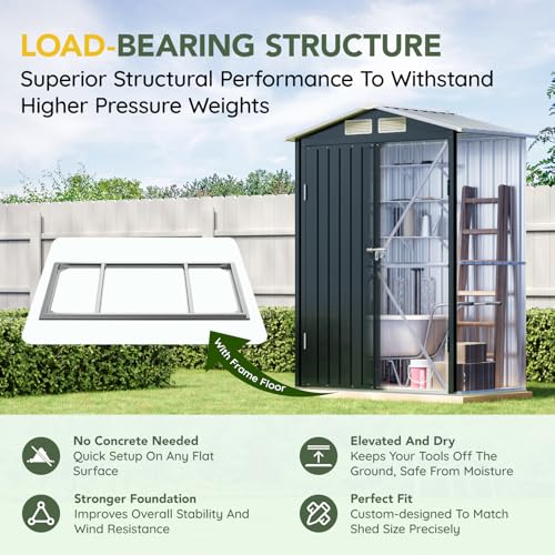 Vertical Outdoor Steel Storage Shed with Floor Frame