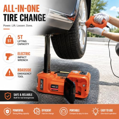 Electric Car Jack Kit 5 Ton 12V with Impact Wrench