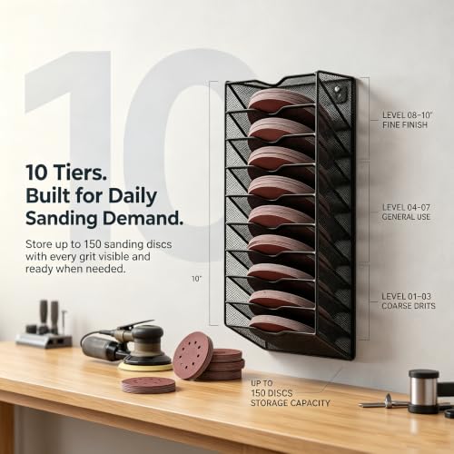Sandpaper Organizer for 5 & 6 Inch Sanding Discs