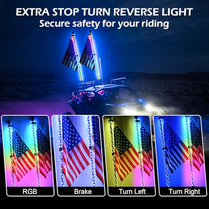 2PCS 4FT RGB LED Whip Light