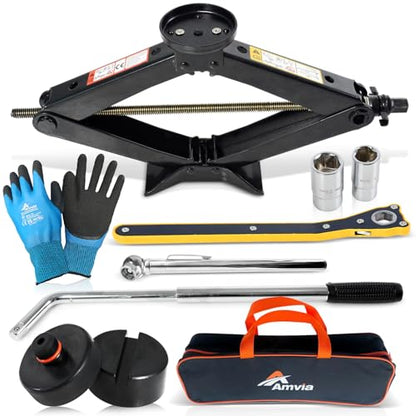 Tesla Car Jack Kit 3 Ton Scissor Jack with Rubber Pad for Auto & SUV