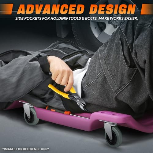 40" L X 19" W Vehicle Repair Low Profile Plastic Rolling Garage Shop Creeper with Padded Headrest