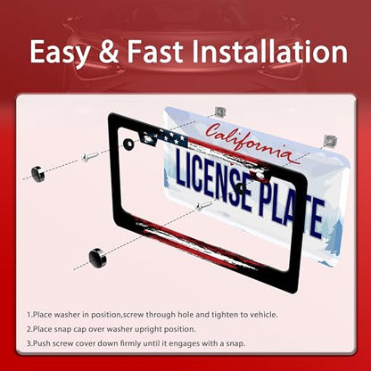 American Flag Patriotic License Plate Frame Stainless Steel with Screws