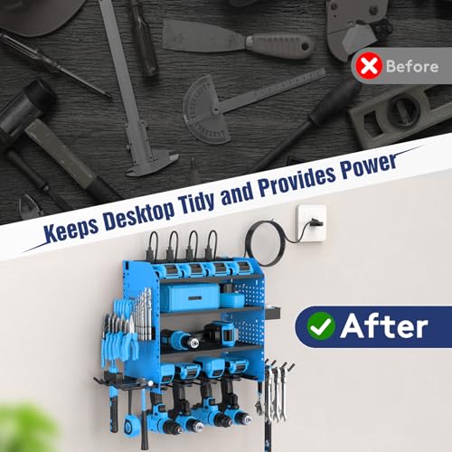Heavy Duty Power Tool Organizer Wall Mount with Charging Station