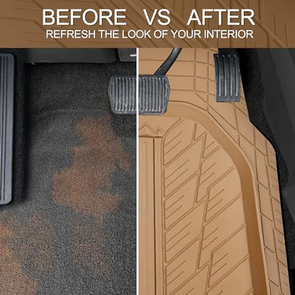 Tire Tread DeepDish Rubber Floor Mats for car Heavy Duty car mats All Weather (4 Count)