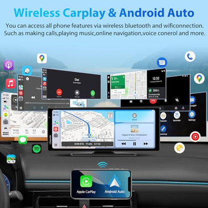 W903S CarPlay Android Auto Screen with 3 Channel Dash Cam