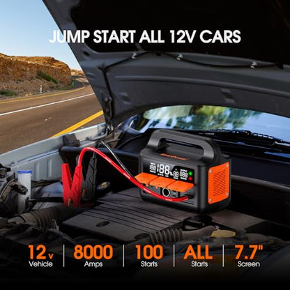 8000A LiFeMnPO4 Jump Starter for All 12V Cars