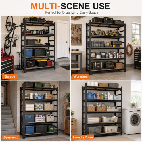 Garage Shelving 5 Tier Heavy Duty Metal Storage Shelves Adjustable Rack