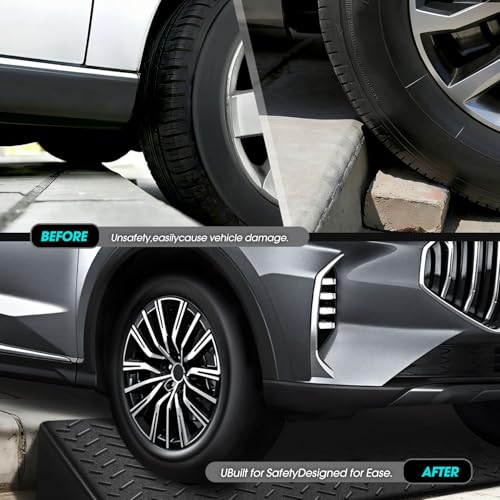 2pcs 5.2" Rise Rubber Curb Ramp Heavy Duty Loading Driveway Ramp Threshold Ramp 19.1" W x 13.5" D x 5.2" H for Loading Dock (2 Count)