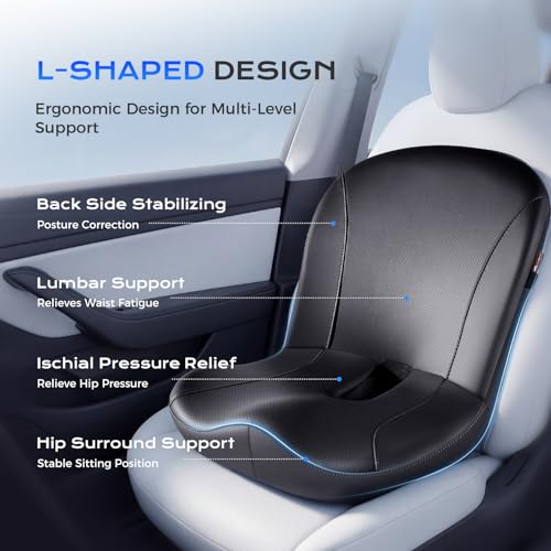 Car Seat Cushion and Lumbar Support Pillow One Piece