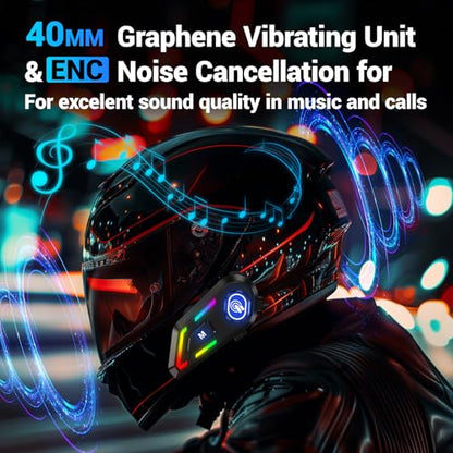 Helmet Bluetooth Headset with RGB Lights for Riders