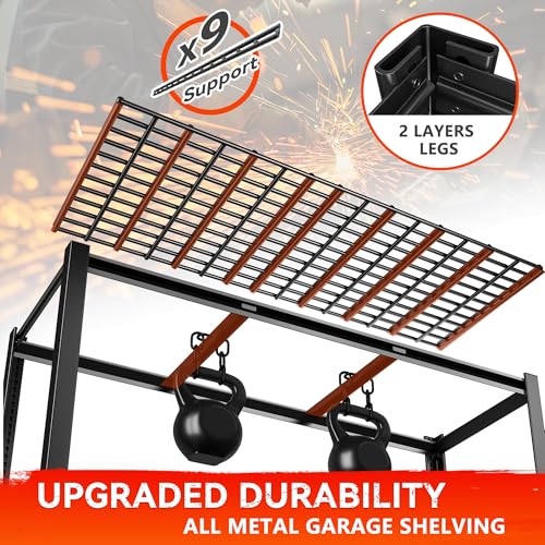 60" W Garage Shelving Heavy Duty Metal Shelving 3000LBS Storage Shelves Adjustable Metal Shelves for Industrial 5 Tier Garage Shelves for Basement Pantry Warehouse 60" W x 24" D x 72" H 2 Pack (2 Count)