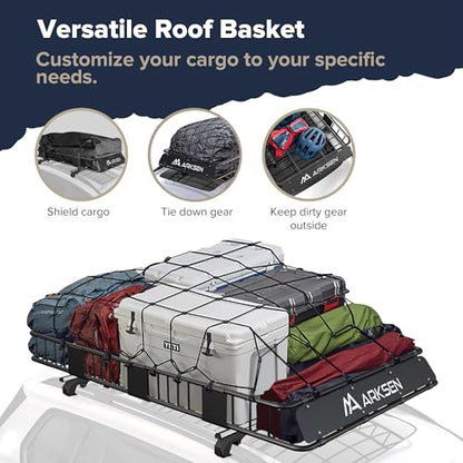 84" x 50" x 6" Extra Wide Roof Rack Basket with 3 Net&Straps