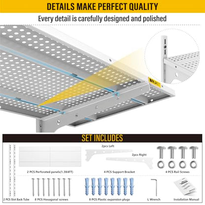 2 Tier 1.3x4ft Garage Shelving Wall Mounted
