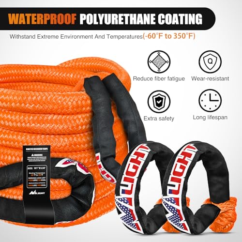 Kinetic Recovery Rope Kit with Soft Shackle Towing Strap