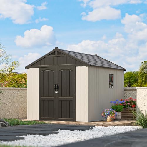 8x10 FT Resin Outdoor Storage Shed with Floor