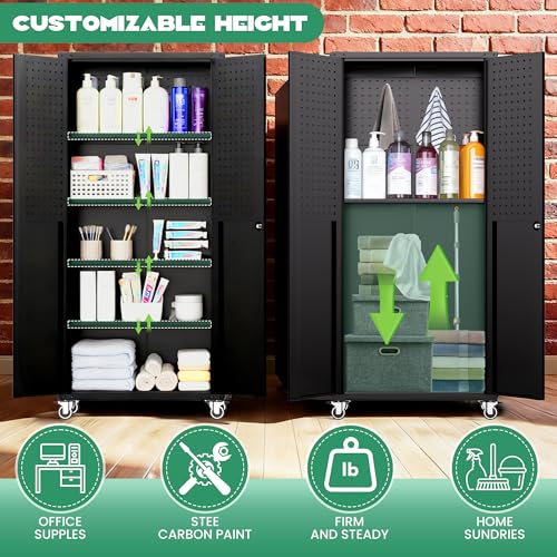 Rolling Tool Cabinet with Pegboard