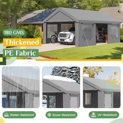 Carport 13x20 Ft Heavy Duty Carport with Roll