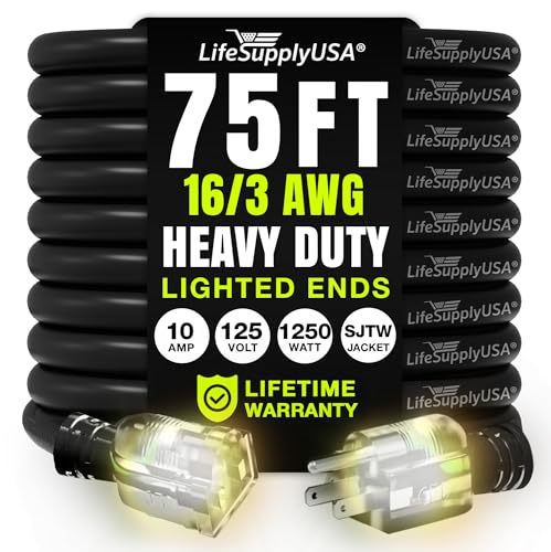 75ft Outdoor Indoor Extension Cord 16