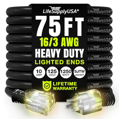 75ft Outdoor Indoor Extension Cord 16