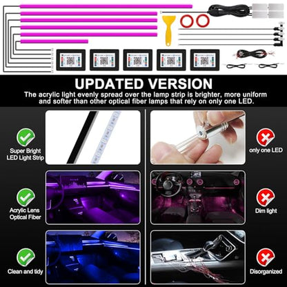 Acrylic Interior Car LED Strip Light with Wireless APP