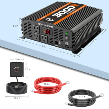 3000 Watt car Power Inverter 12V to 110V
