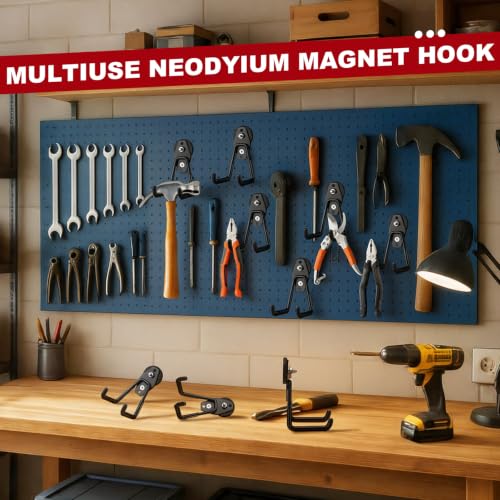 38 Pcs Large Magnetic Hooks Heavy Duty Garage Magnet Hooks Strong Storage Utility Magnetic Hangers with Anti Slip Rubber Coating for Indoor and Outdoor Hanging (38 Count)