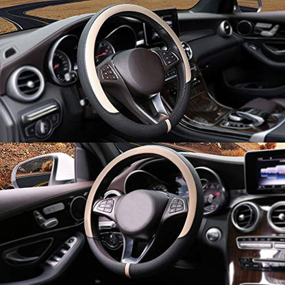 Breathable Car Steering Wheel Cover 15 inch Auto Universal Leather Wrap Non