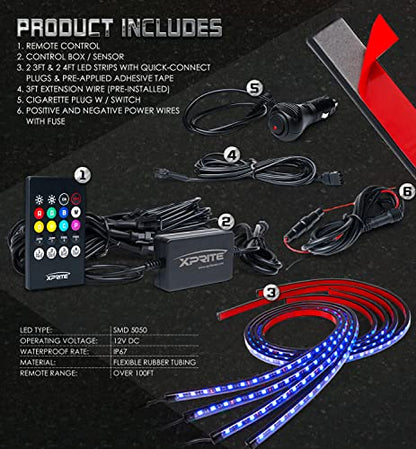 Car Underglow Neon Accent Strip Lights (4 Count)