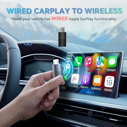 Wireless CarPlay Adapter for Apple Converts Cars Factory Wired CarPlay to Wireless CarPlay Compatible with iPhone iOS 10+ and 2016+ Cars