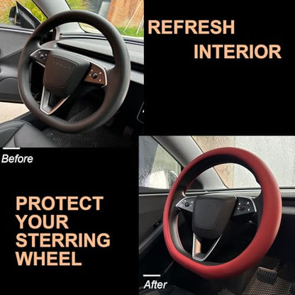 Nappa Leather Steering Wheel Cover for Tesla Model Y