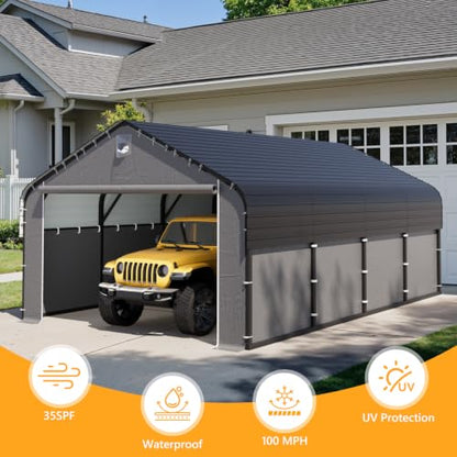 12x20 Metal Carport with Removable Sidewalls