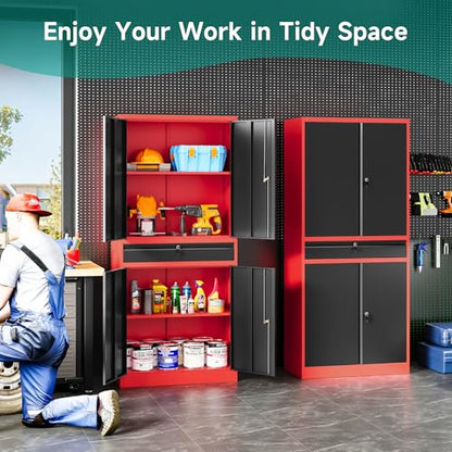 Metal Storage Cabinet with Drawer and Lock