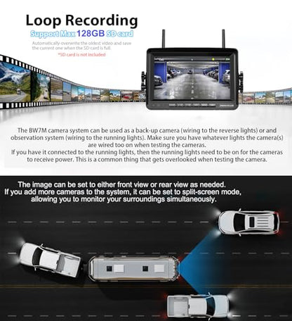 1080P 7" Wireless RV Backup Camera System