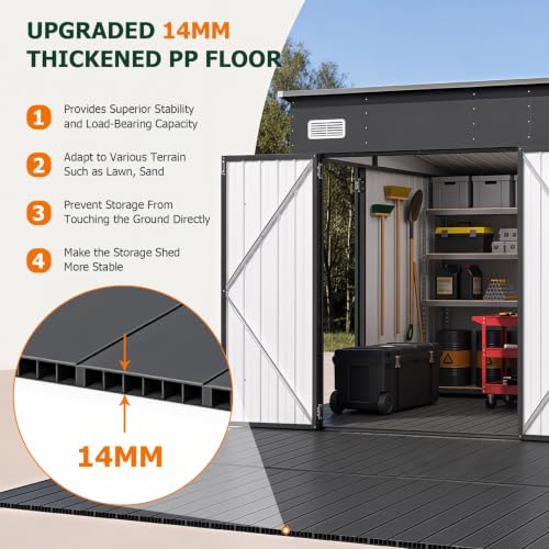 8'x12' Lean to Shed Metal Storage Shed with Floor